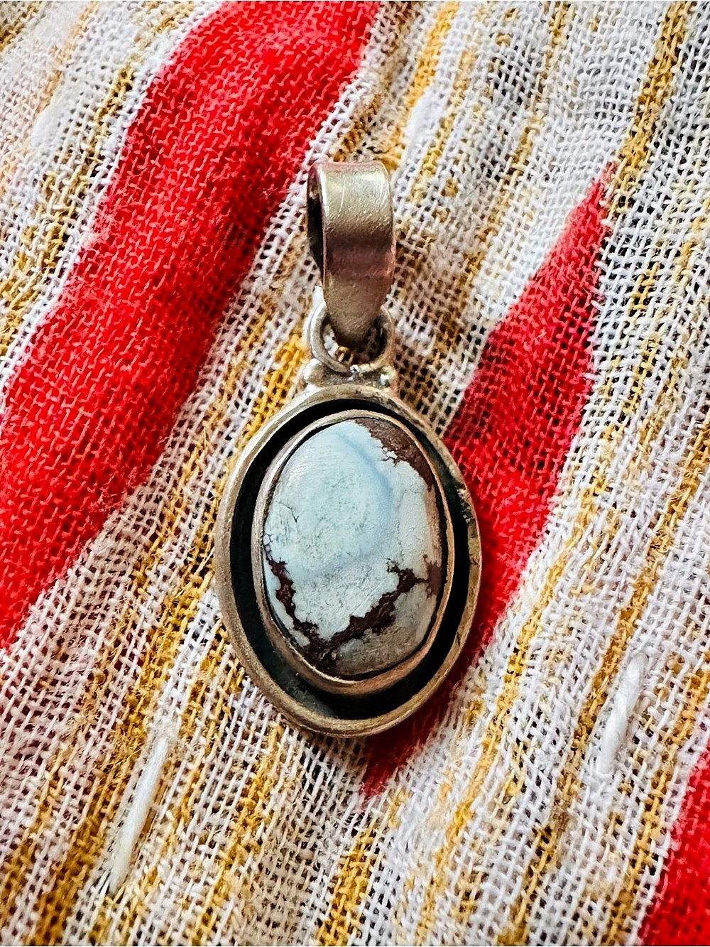 925 Sterling Silver Native Golden Hills Turquoise Oval Pendant